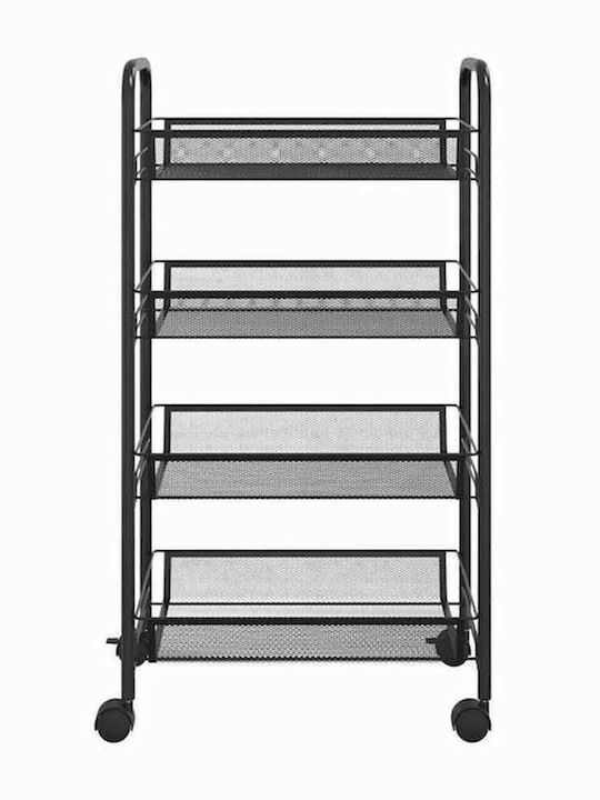 Kitchen Trolley Metallic Black 4 Slots 44x27x84cm