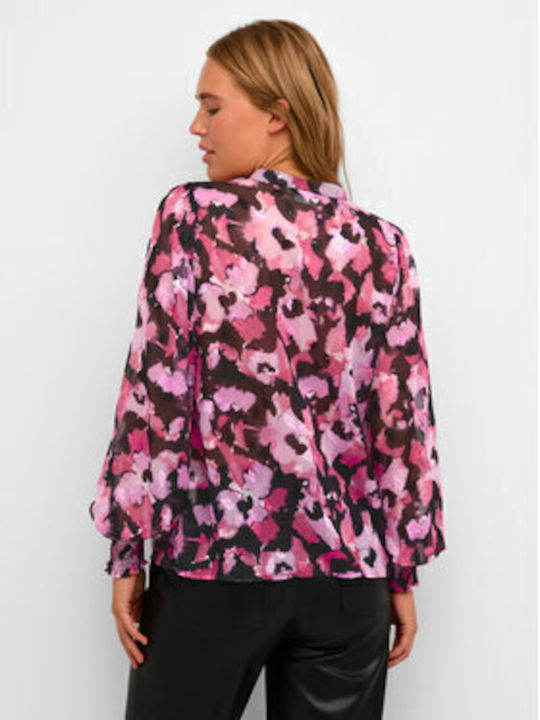 Women's Summer Blouse Long Sleeve Pink