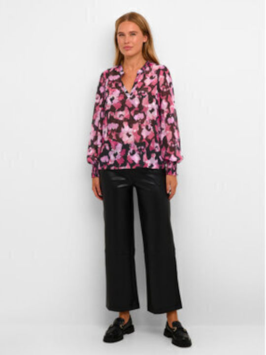 Women's Summer Blouse Long Sleeve Pink