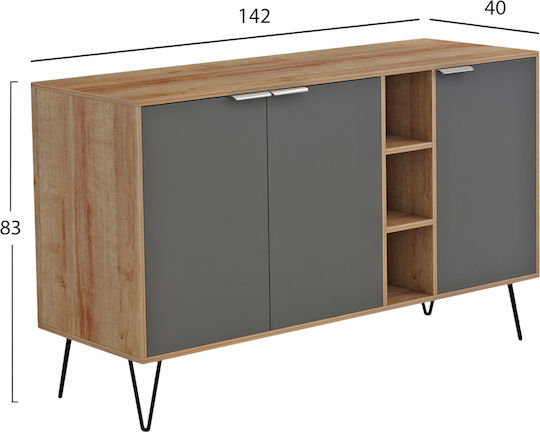 Μπουφές Carbon Ξύλινος Φυσικό-ανθρακί-μαύρα 142x40x83cm Μπουφές Carbon Ξύλινος Φυσικό-ανθρακί-μαύρα 142x40x83cm