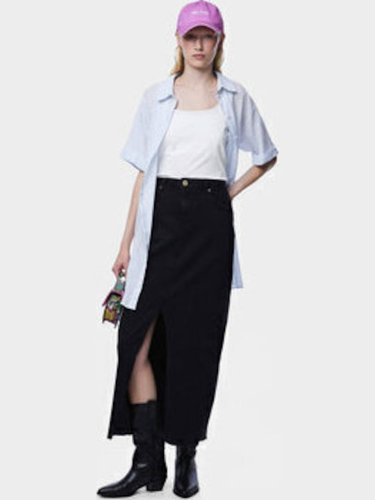 Denim Maxi Fustă Neagră