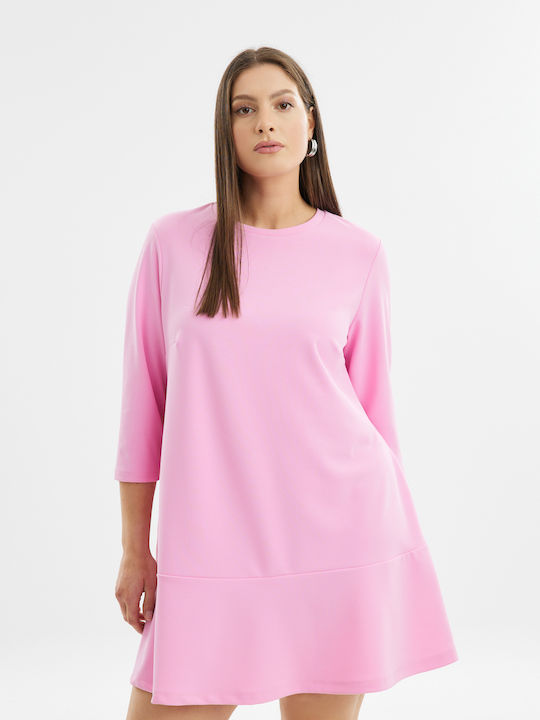 Mat Fashion Mini Dress with Ruffle Pink