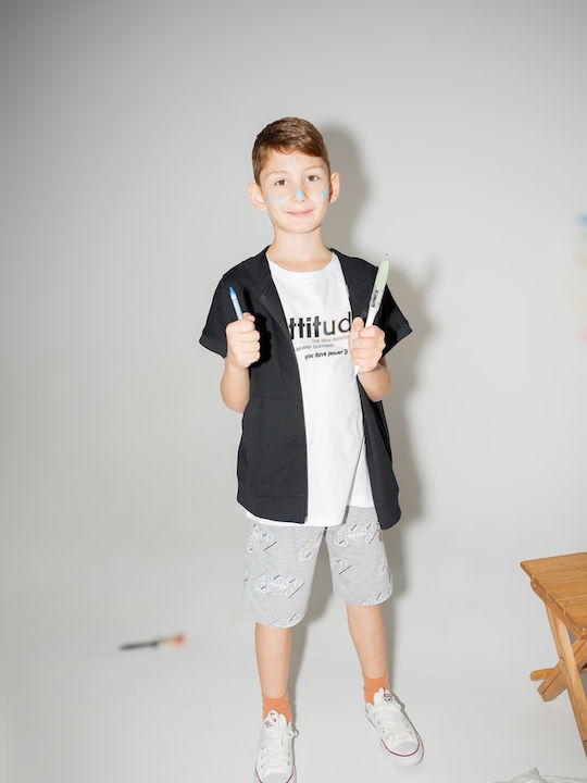 Hashtag Kinder Set mit Shorts & Jacke Sommer 3Stück Schwarz