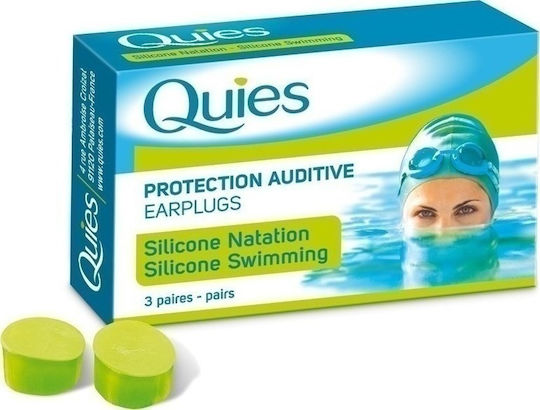Quies Silicone Swimming Ωτοασπίδες Σιλικόνης για Κολύμβηση σε Πράσινο Χρώμα 2τμχ