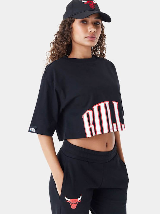 New Era Chicago Bulls Γυναικείο Crop T-shirt Μαύρο