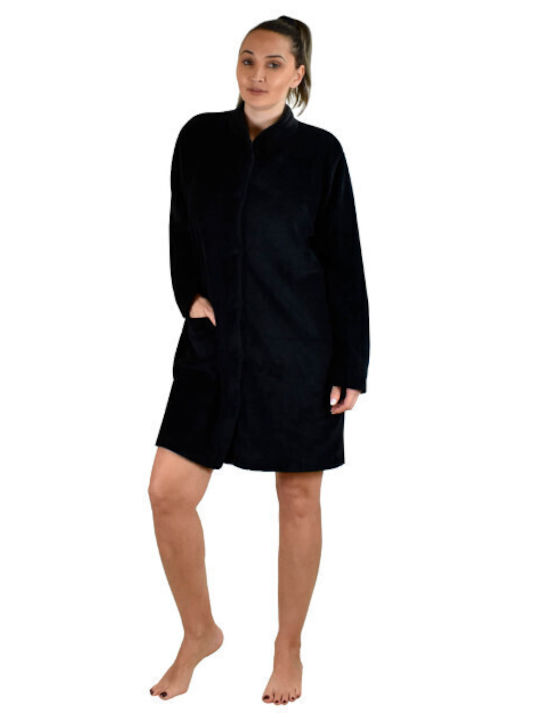 Koyote Winter Damen Vlies Robe Schwarz