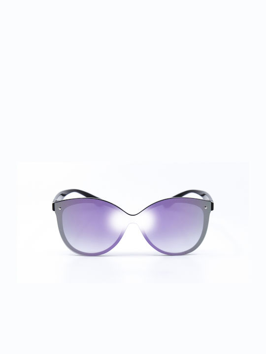 Monte Como Women's Sunglasses with Black Plastic Frame and Purple Gradient Mirror Lens TR131 C02