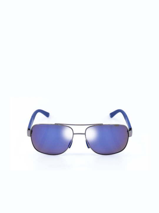 Monte Como Men's Sunglasses with Silver Metal Frame and Blue Mirror Lens PL359 C04