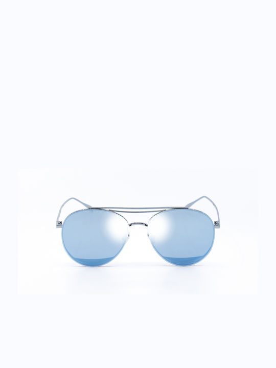 Monte Como Men's Sunglasses with Silver Metal Frame and Blue Mirror Lens S30039 C58