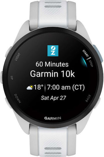 Garmin Forerunner 165 43mm Αδιάβροχο Smartwatch με Παλμογράφο (Mist Gray/Whitestone)