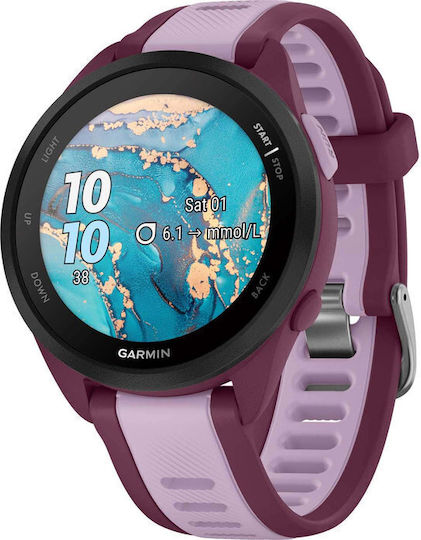 Garmin Forerunner 165 Music 43mm Wasserdicht Smartwatch mit Pulsmesser (Berry/Lilac)
