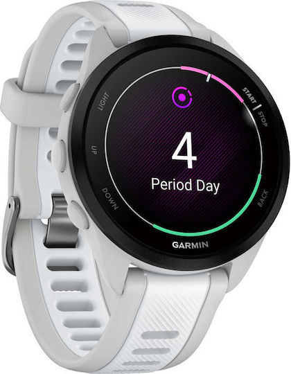Garmin Forerunner 165 Music 43mm Wasserdicht Smartwatch mit Pulsmesser (Mist Gray/Whitestone)