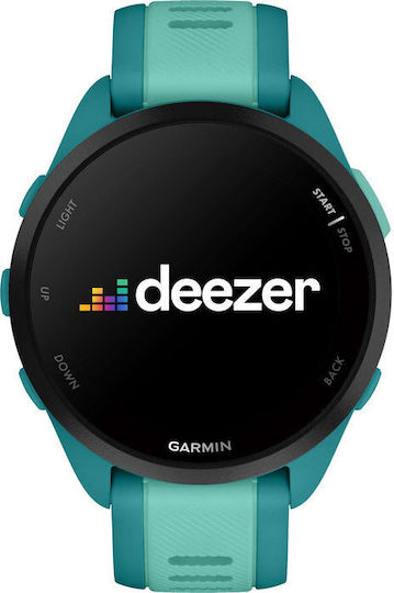 Garmin Forerunner 165 Music 43mm Αδιάβροχο Smartwatch με Παλμογράφο (Turquoise/Aqua)