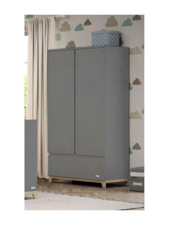 Δίφυλλη Ντουλάπα με 1 Συρτάρι Γκρι 101x54x183cm