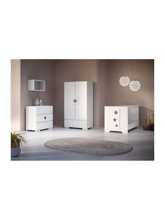 Stars Two Door Wardrobe White 101x54x180cm