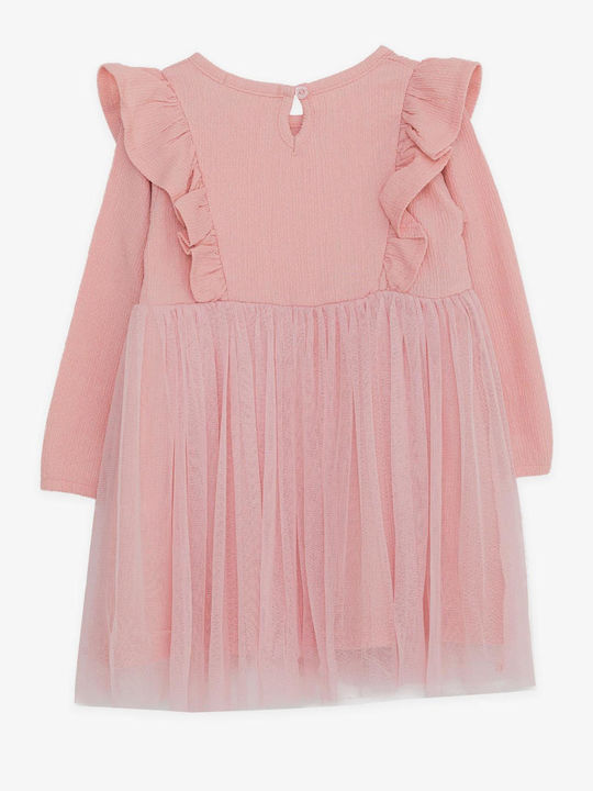 Trendy Shop Kids Dress Tulle Long Sleeve Pink