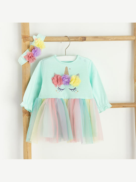 Girls Dress Long Sleeve Tulle Floral Multicolour