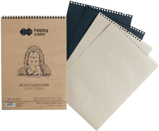 Happy Color Carnet Spiral 50 Foi A5 Negru