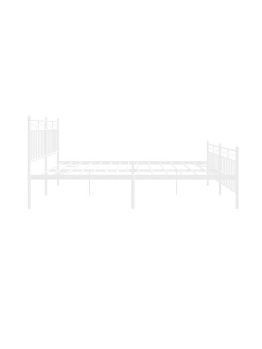 King Size Metal Bed White with Slats for Mattress 193x203cm