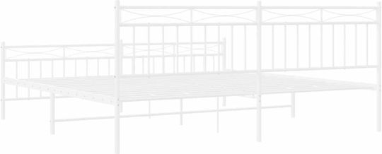 Метално Легло King Size Бяло с Дъски за Матрак 193x203см