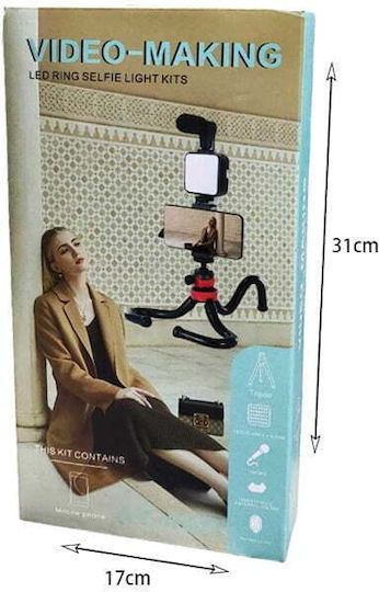 Selfie Stick Cell Phone Tripod with Lighting Black