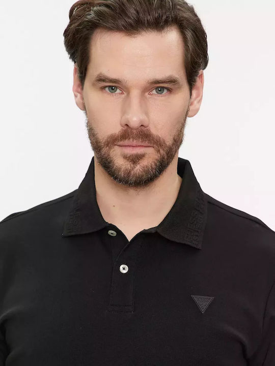 Guess Ανδρικό T-shirt Κοντομάνικο Polo Μαύρο