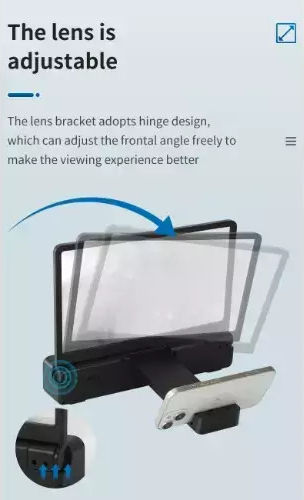 Andowl Phone Screen Magnifier Q-P07 with Bluetooth Speaker in Black color