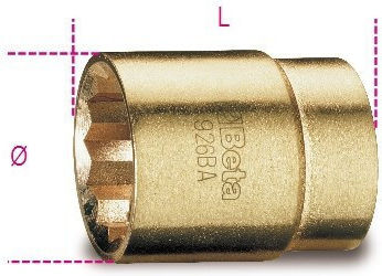 Beta Hexagon Socket with Frame Host 1/2" Diameter 28mm