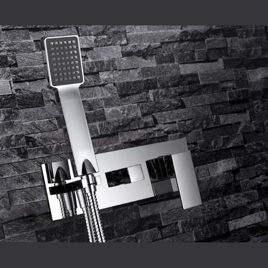 Excel Set Mischer, Handbrause & Duschkopf für Wandmontage für Dusche 2 Ausgänge Silber
