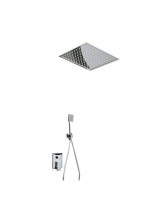 Excel Aurora Built-in Mixer, Hand Shower & Shower Head Set for Shower 3 Exits Silver