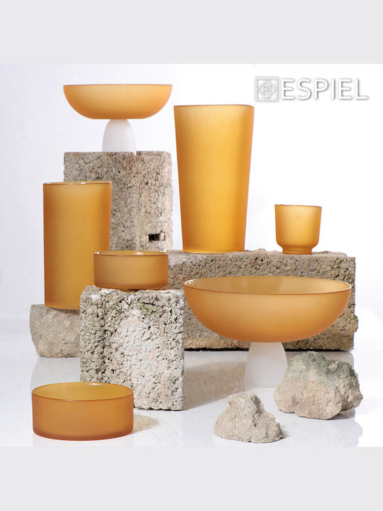 Espiel Caprice Kerzenhalter-Set Glas geeignet für Teelichter in Gelb Farbe 9.5cm 6Stück