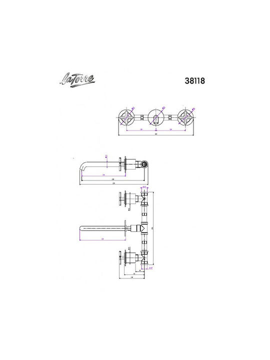 La Torre Elle Set Mixer & Gură Îngropată pentru Lavabo Inox Argintiu