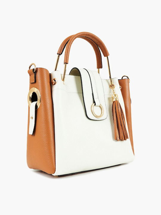 Frau Leather Women's Bag Hand Off White/Caramello