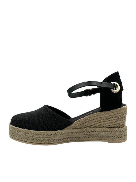 Anatomische Damenplattformen im Espadrilles-Stil Schwarz