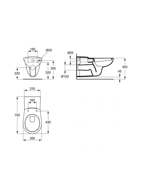 Ideal Standard Plastic Toilet Seat White Simplicity 44cm