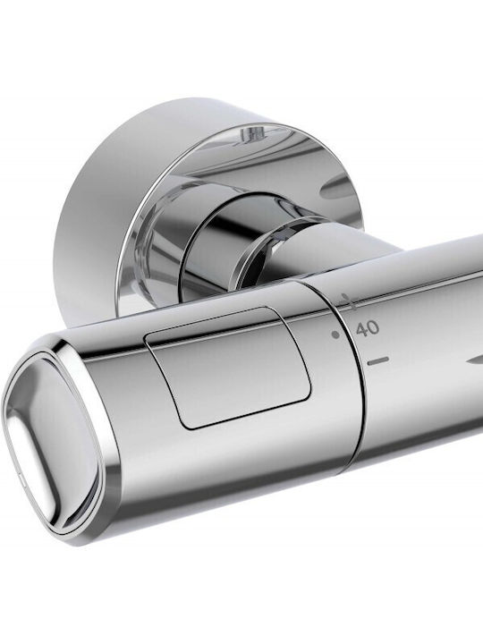 Ideal Standard Ceratherm T100 Adjustable Shower Column with Bathtub Mixer 123-151.6cm Silver