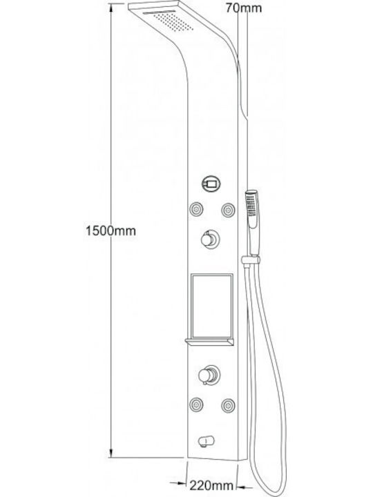 Inter Ceramic ICSH 3856 Duschsäule 150cm Schwarze
