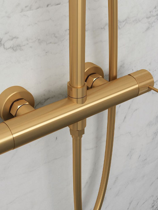 Orabella Terra Adjustable Shower Column with Bathtub Mixer 88-118cm Gold