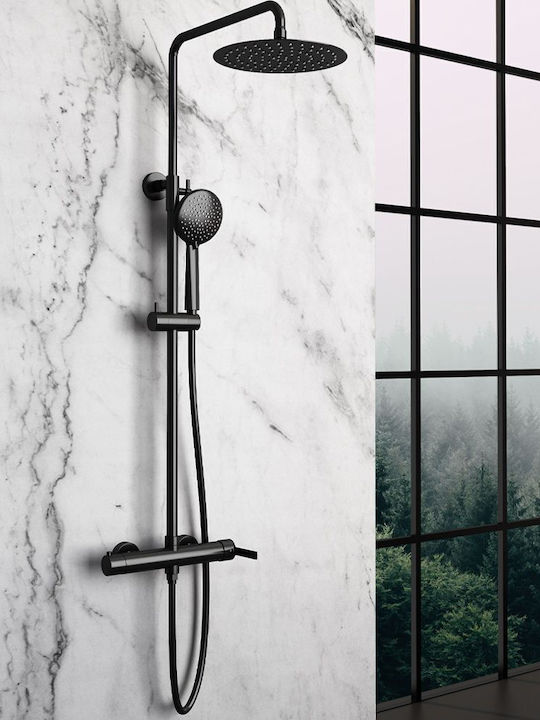 Orabella Elegance Adjustable Shower Column with Mixer Black