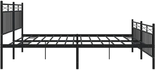 Frame Bed King Size Metal Black with Slats for Mattress 193x200cm