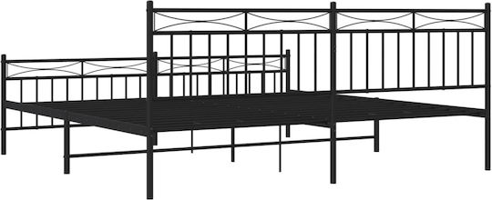 Frame Bed King Size Metal Black with Slats for Mattress 193x200cm