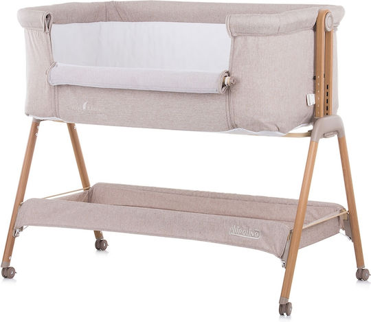 Chipolino Cradle Sweet Dreams with Mattress, Side Opening, and Wheels Mocca