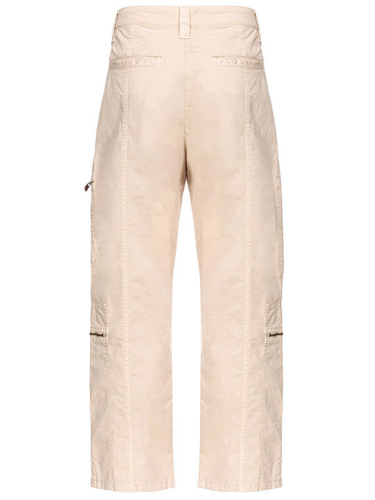 Pinko Women's High-waisted Fabric Cargo Trousers Beige