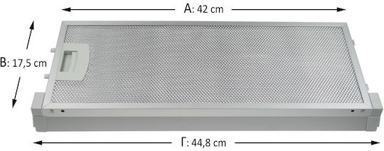 Bosch Replacement Metal Filter Vent Hood Compatible with Pitsos Bosch Siemens Neff 18.7x44.8cm