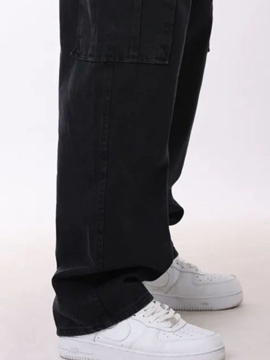 Men's Jeans Pants Elastic with Loose Baggy Fit Black