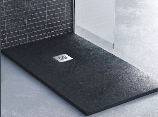 Sanitec Flat Ντουζιέρα Τεχνητής Πέτρας 110x80cm Μαύρη