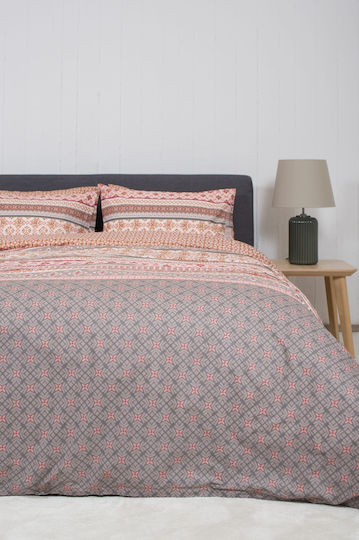 Viokarpet Duvet Cover Set Cotton Single with Pillowcase 165x245 Home Nordic 856 Cayenne