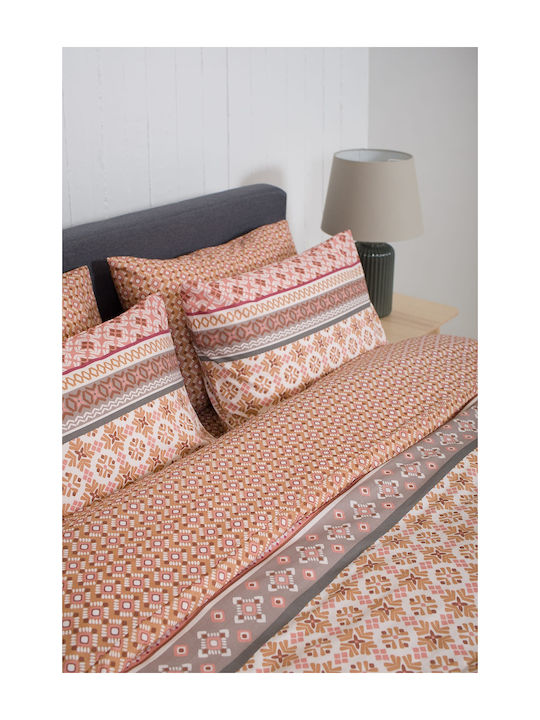 Viokarpet Bettbezug-Set Baumwolle Einzelbett mit Kissenbezug 165x245 Home Nordic 856 Cayenne