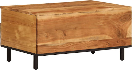 Rectangular Central Coffee Table Made of Solid Acacia Wood M80xW54xH40cm
