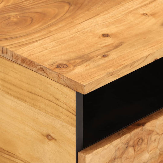 Rectangular Central Coffee Table Made of Solid Acacia Wood M80xW54xH40cm